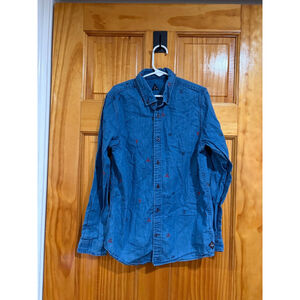 Scotch & Soda Kids Denim Shirt Embroidered Bicycle Button Down Size 10